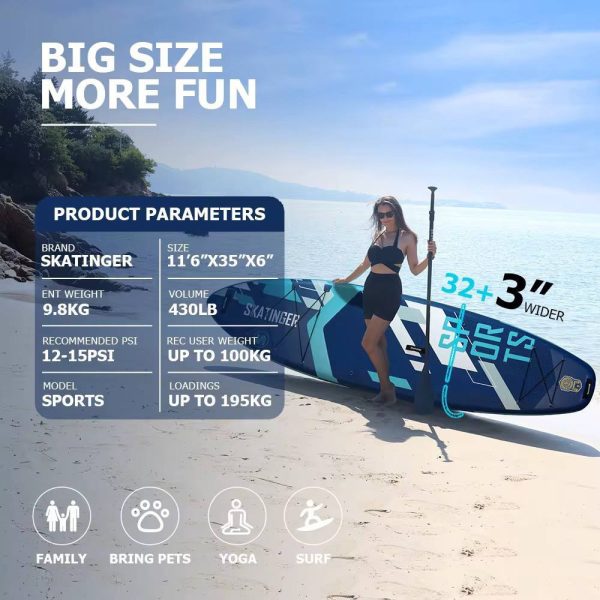 ‎پدل‌ بورد sports blueبرند SKATINGER - تصویر 3